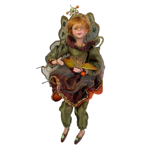Vintage ENCHANTED FAIRY Figurine Woodland Autumn Fall Leaves Height Handmade 13" - Picture 1 of 8